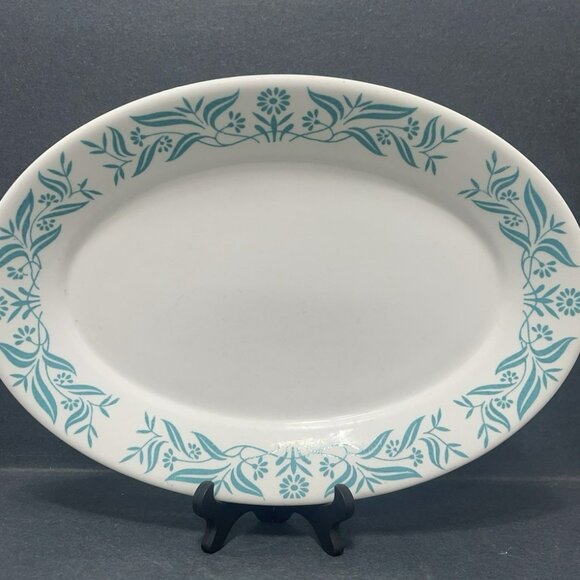 HOMER LAUGHLIN 12x9 Platter Plate BEST CHINA  1965  Restaurant Ware Blue FLORAL - Picture 1 of 8
